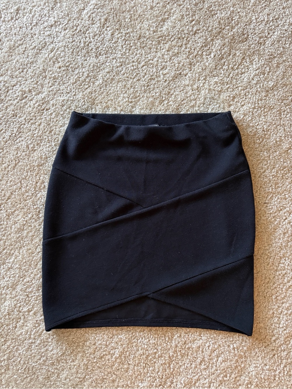 Forever 21 Black Ponte Wrap-Panel Pencil Mini Skirt